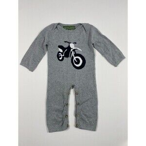 Amber Hagen Cashmere Blend Baby Romper Motorcycle Knit Gray 6–12M